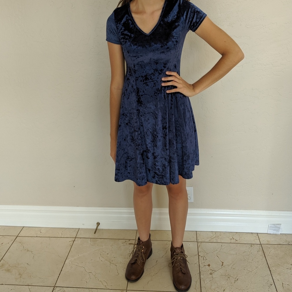 Blue velvet dress
